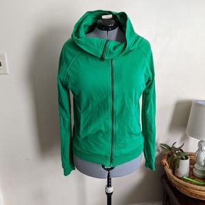 Kelly Green Zip Front cowl neck